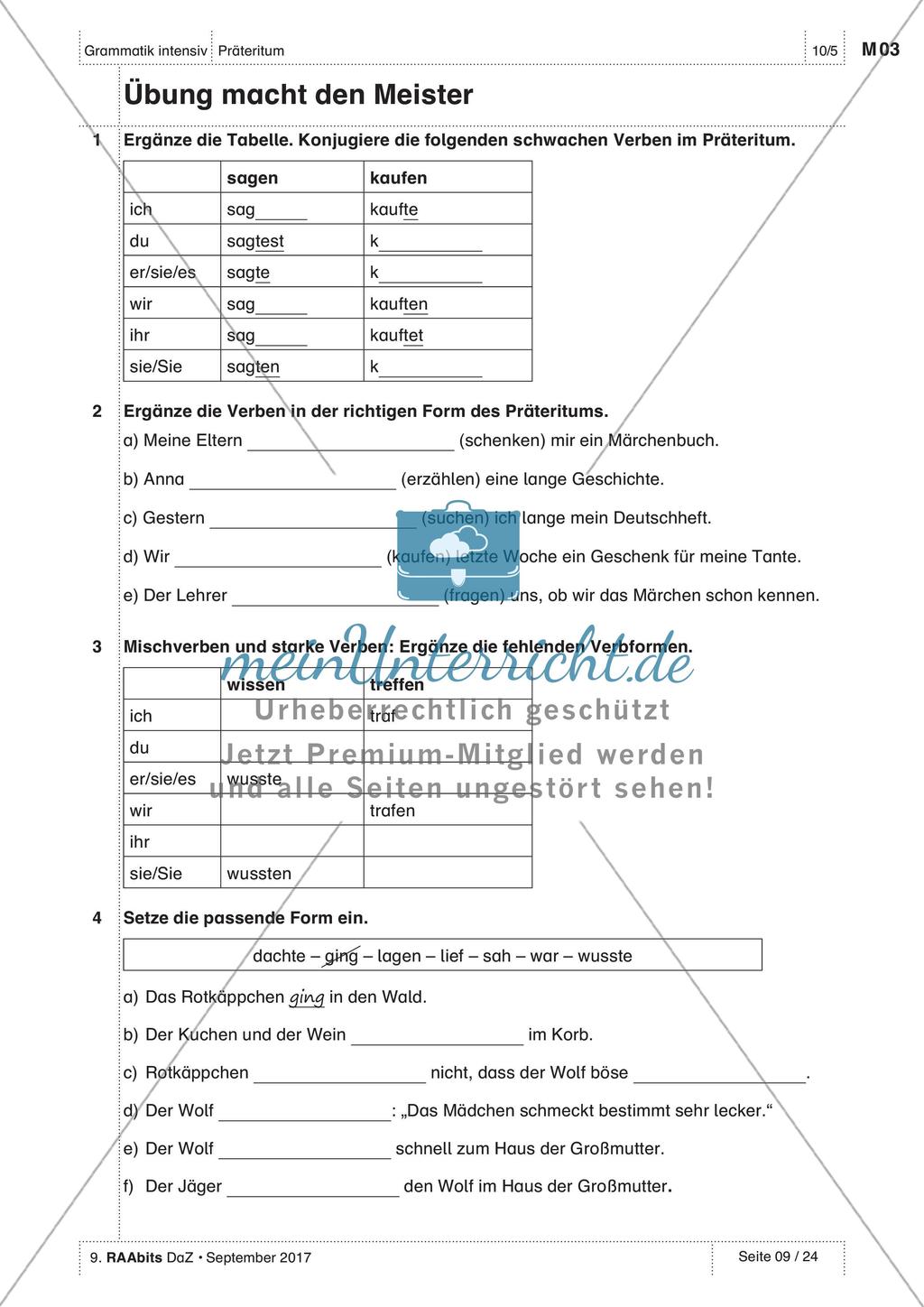 Verben im Präteritum Preview 9