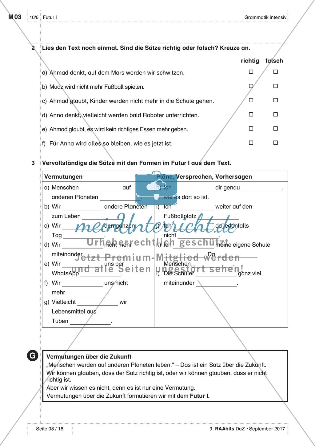 Verben im Futur I Preview 8