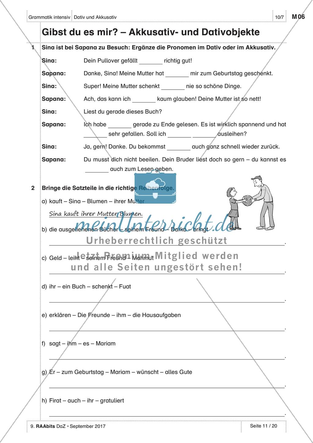 Anwendung von Dativ und Akkusativ Preview 11