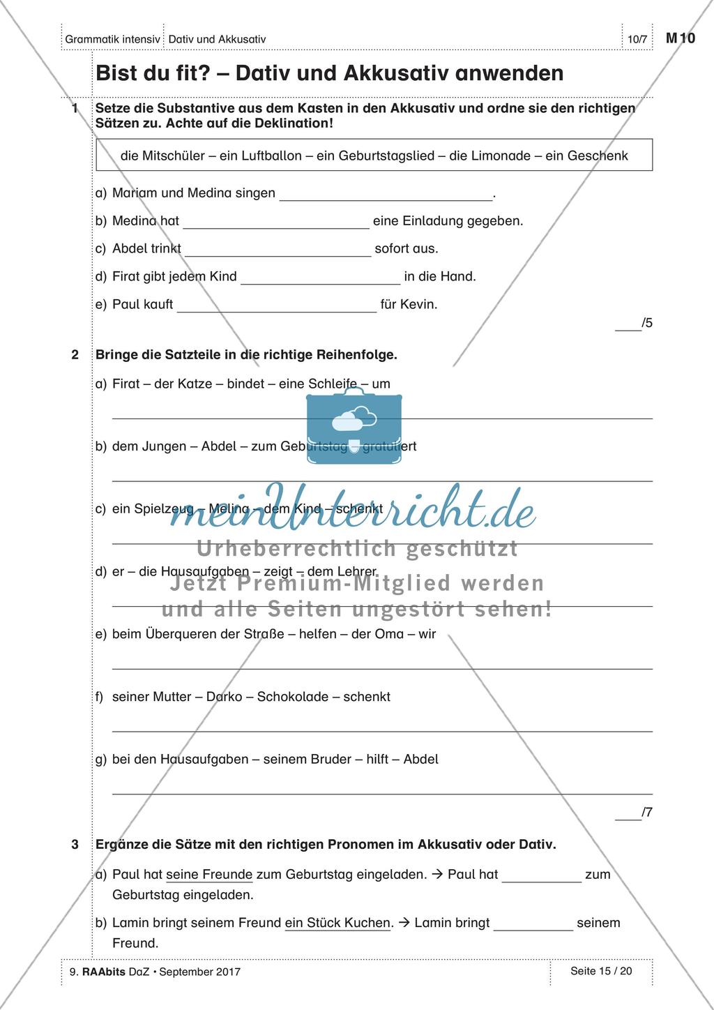 Anwendung von Dativ und Akkusativ Preview 15