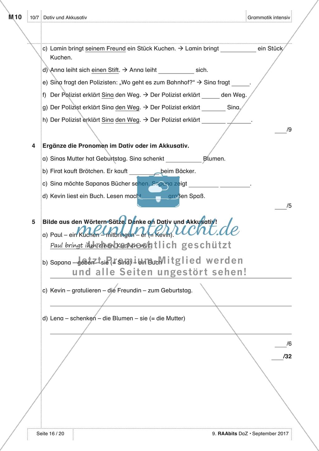 Anwendung von Dativ und Akkusativ Preview 16
