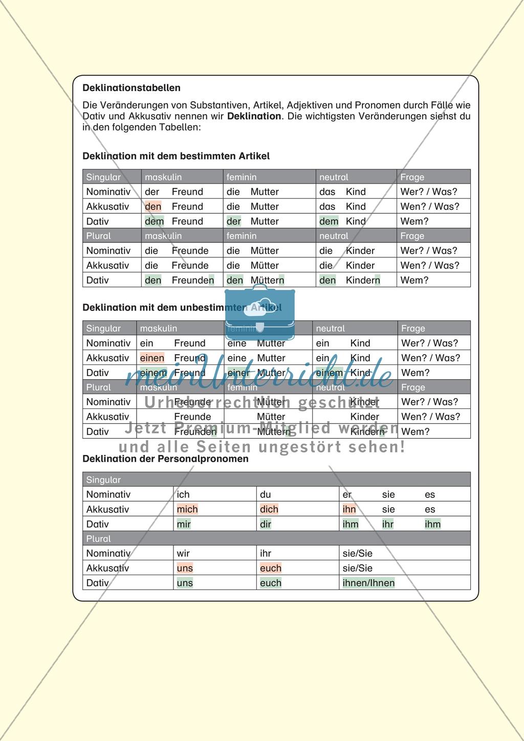 Anwendung von Dativ und Akkusativ Preview 6