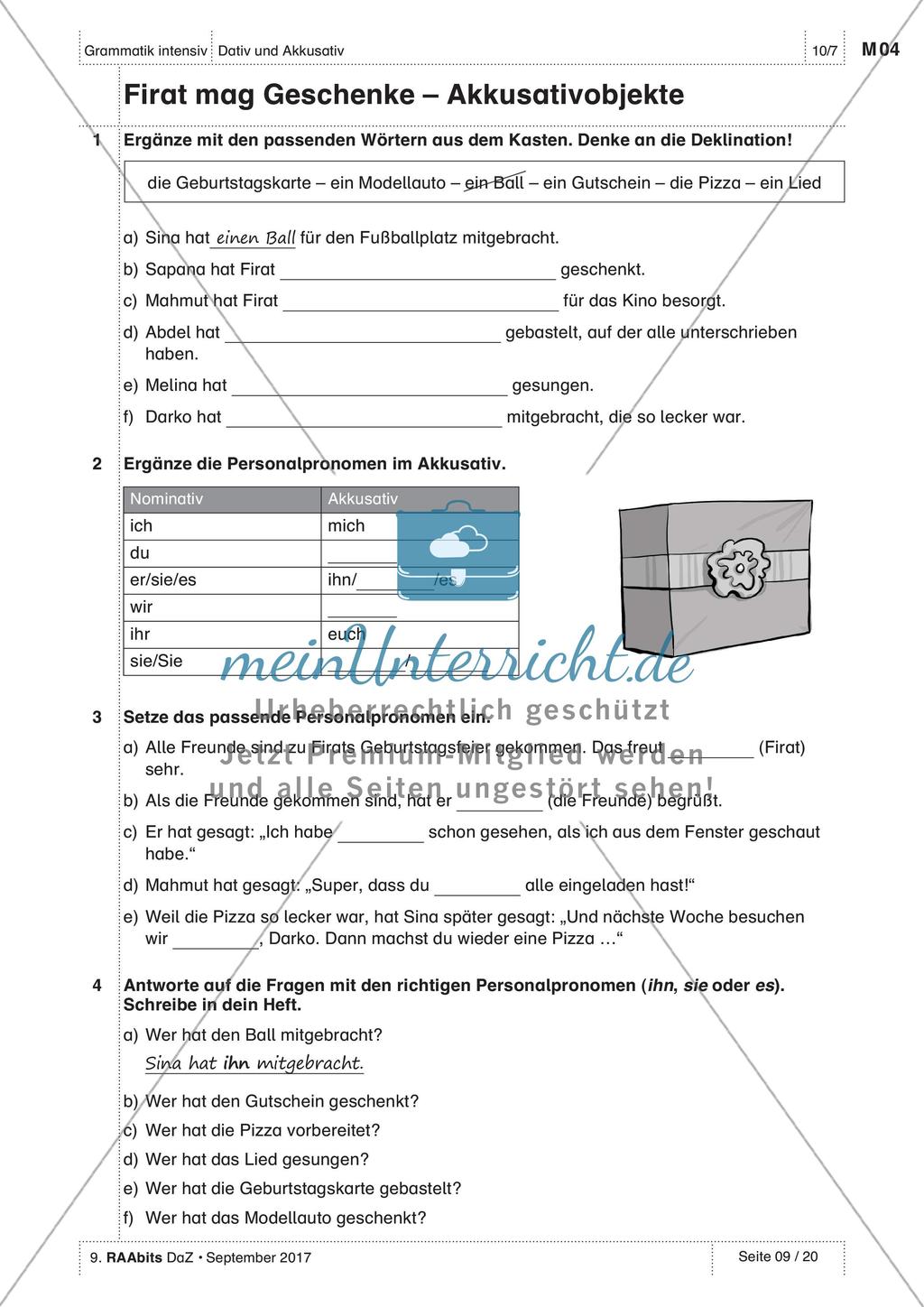 Anwendung von Dativ und Akkusativ Preview 9