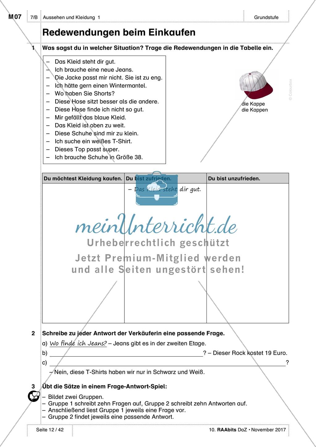 Kleidungsstücke benennen und kaufen: Wortschatz üben und anwenden Preview 1