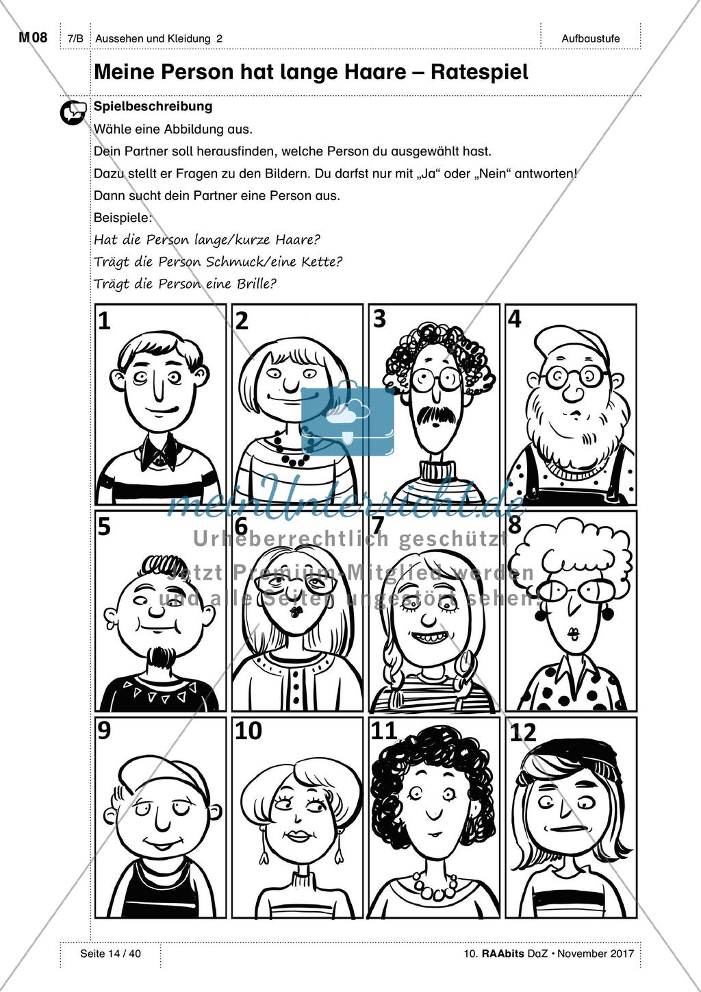 Das Aussehen von Personen beschreiben: Anwendung und Übung von Wortschatz Preview 3