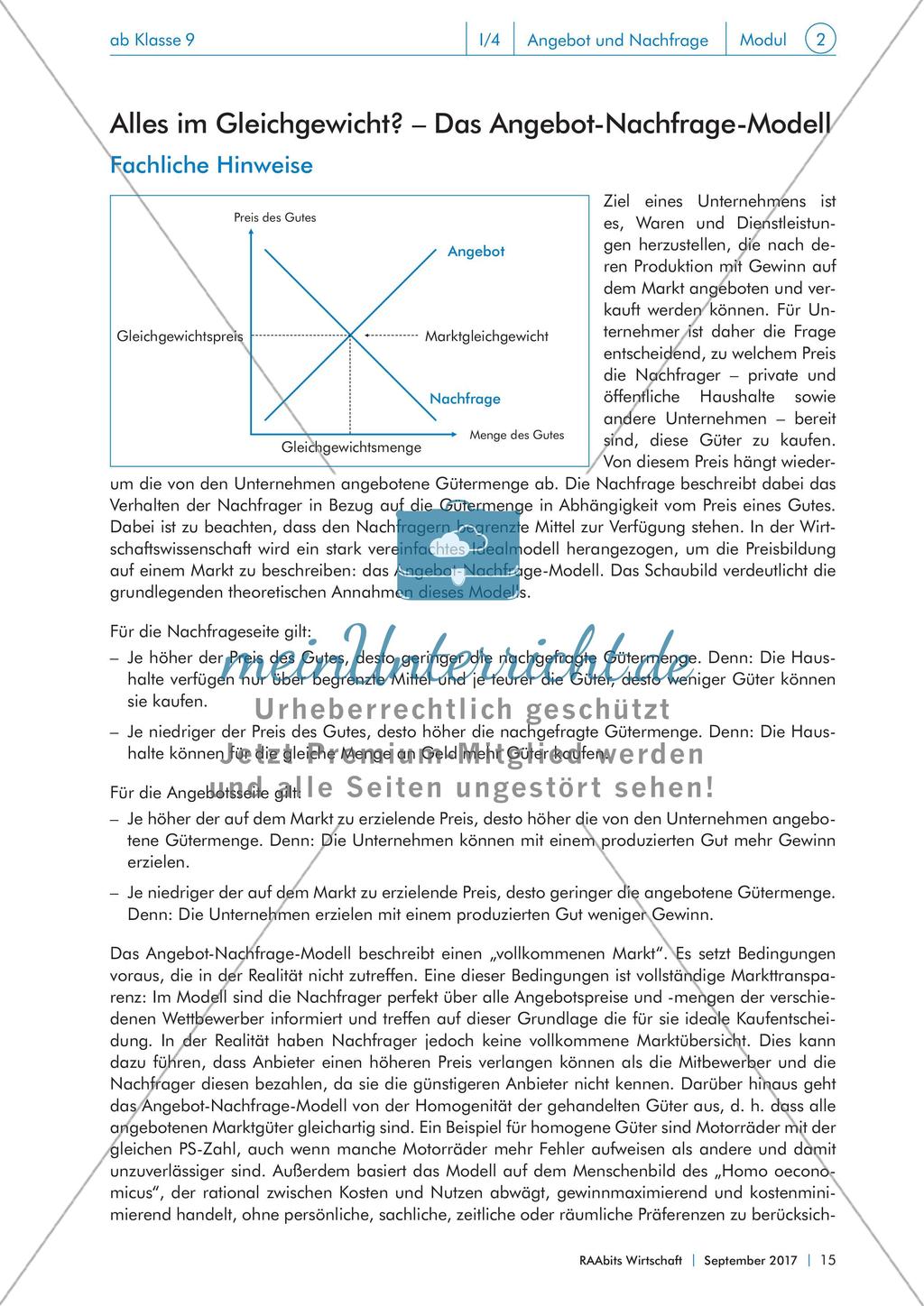 Das Angebot-Nachfrage-Modell Preview 1