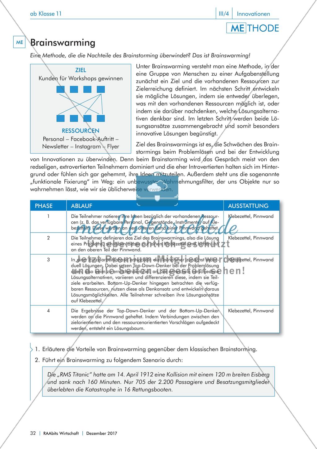 Methode Brainswarming und Fachbegriffe Preview 1