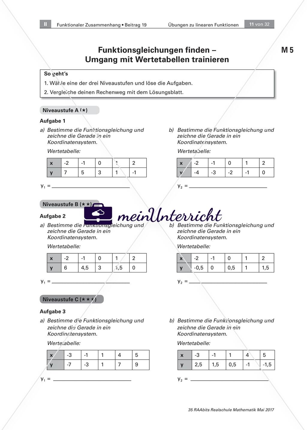 Lineare Funktionen: Aufbau und Stärkung von Grudwissen und -fertigkeiten Preview 7