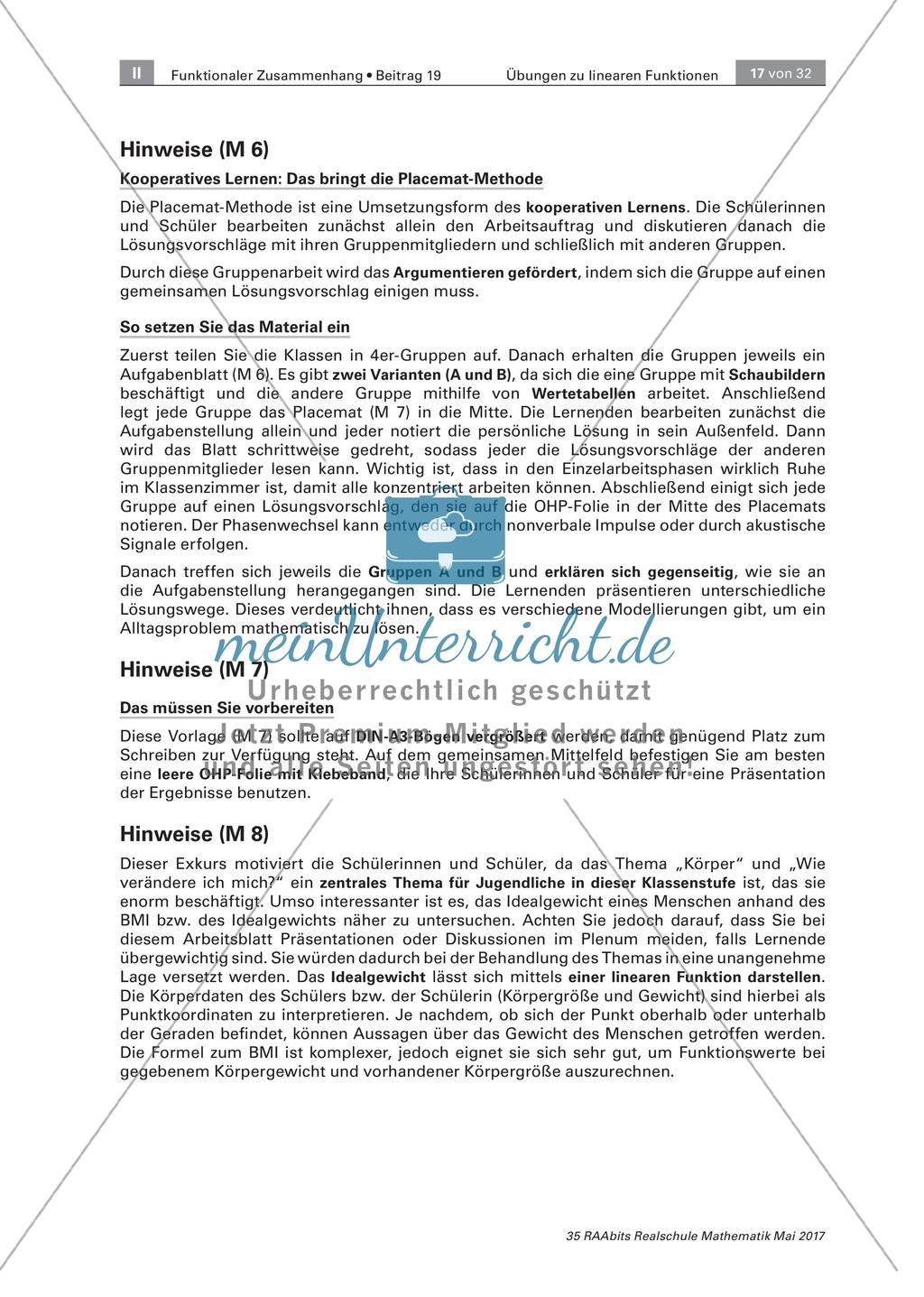 Lineare Funktionen: Kooperatives Lernen Preview 5