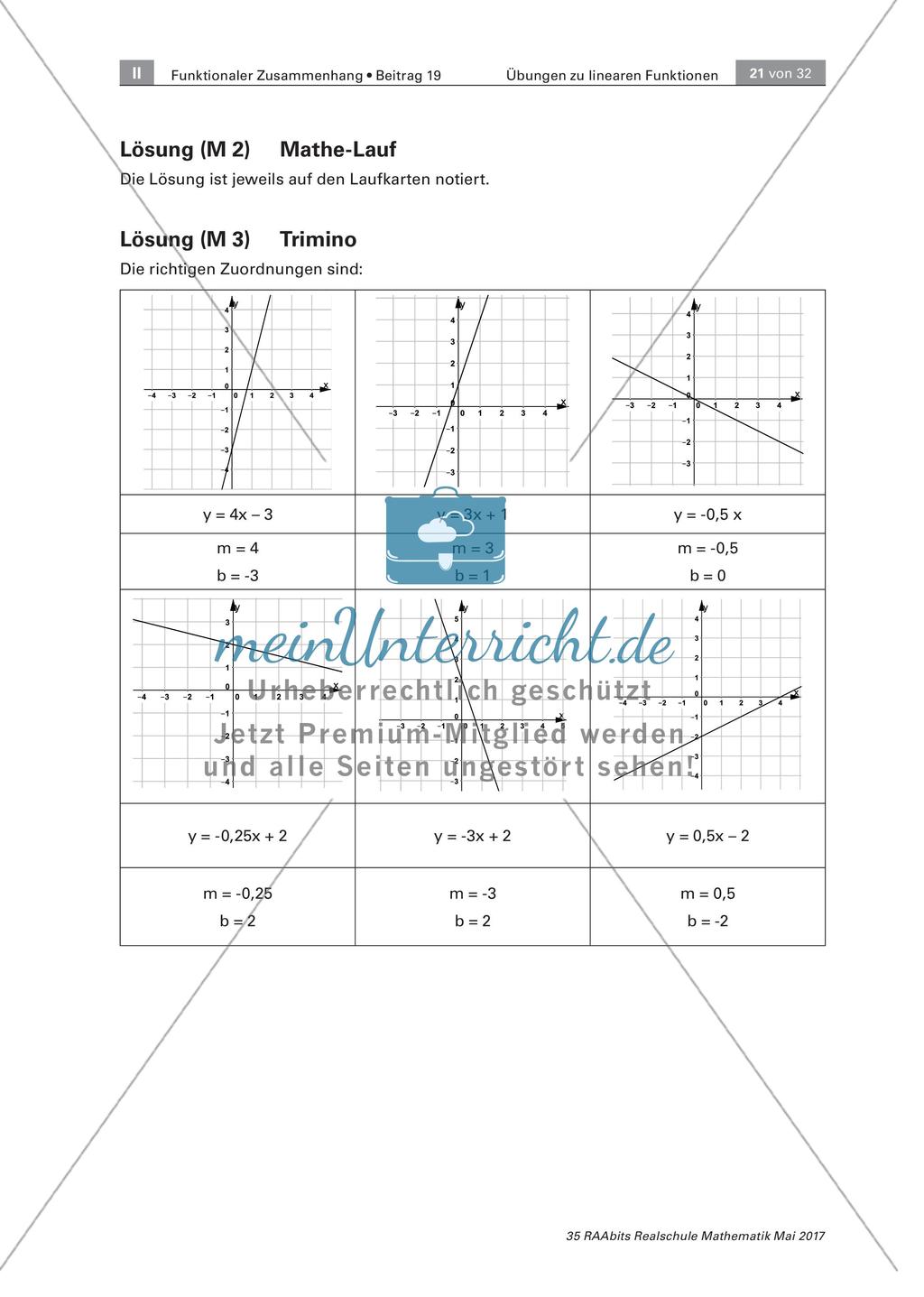 Lineare Funktionen: Lösungen Preview 2