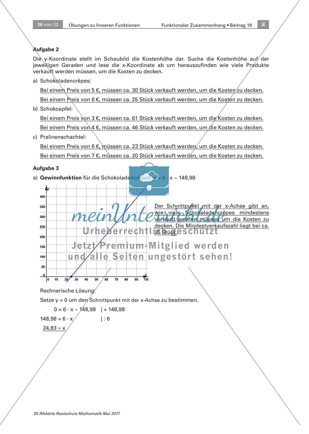Lineare Funktionen: Lösungen Preview 7