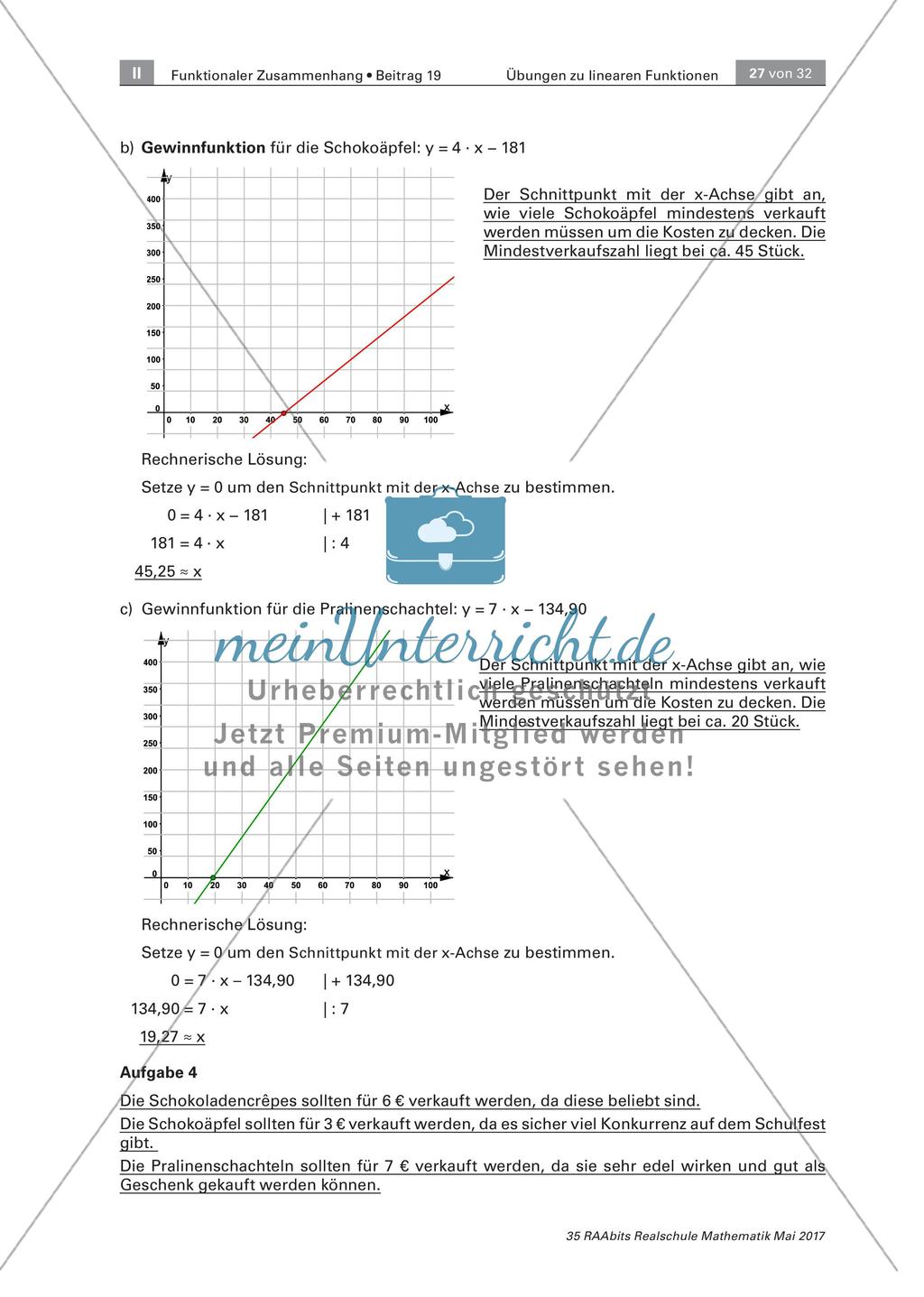 Lineare Funktionen: Lösungen Preview 8