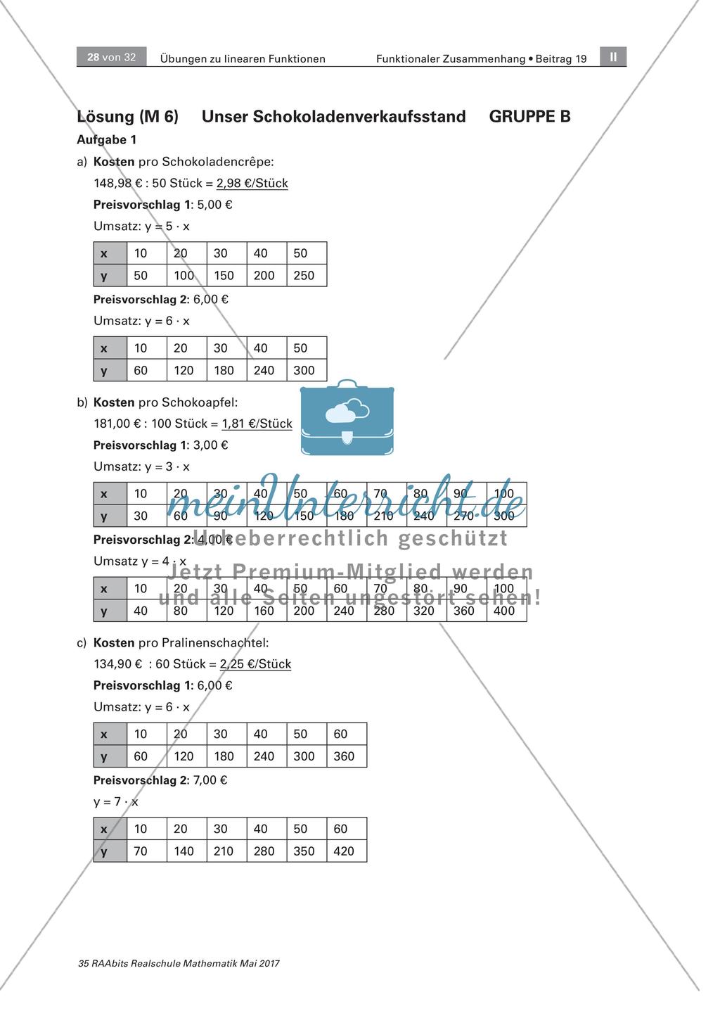 Lineare Funktionen: Lösungen Preview 9