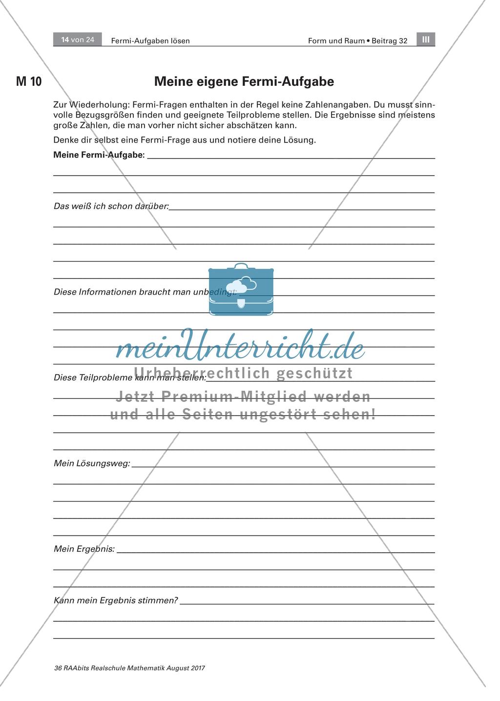 Arbeitsblätter zur Bearbeitung der Fermiaufgabe Preview 10