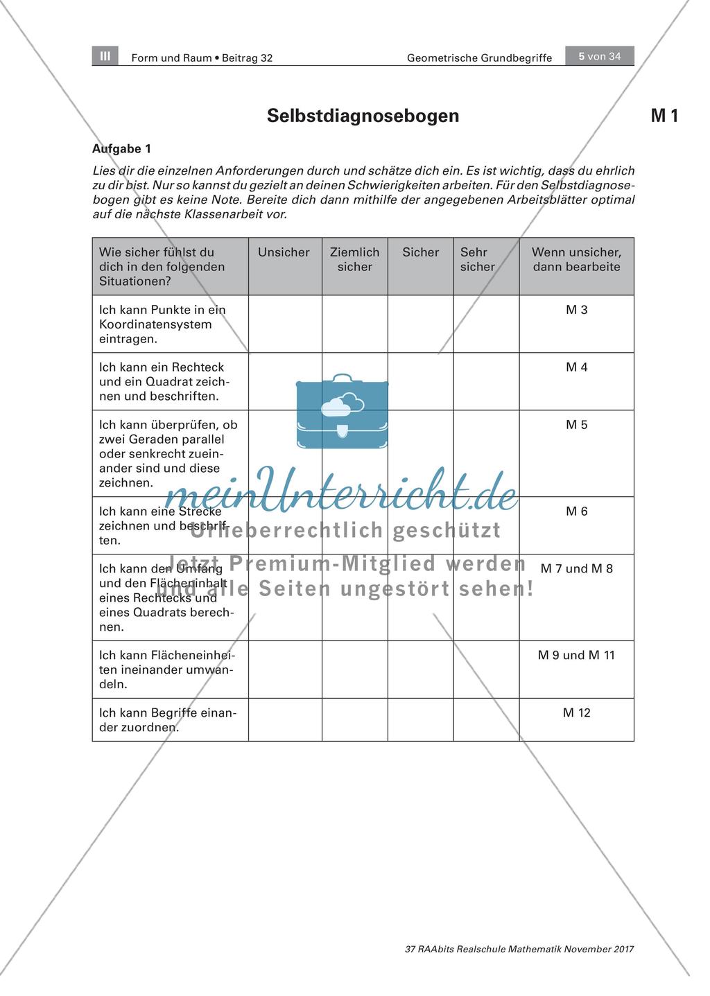 Selbsteinschätzung: Geometrische Grundbegriffe Preview 1