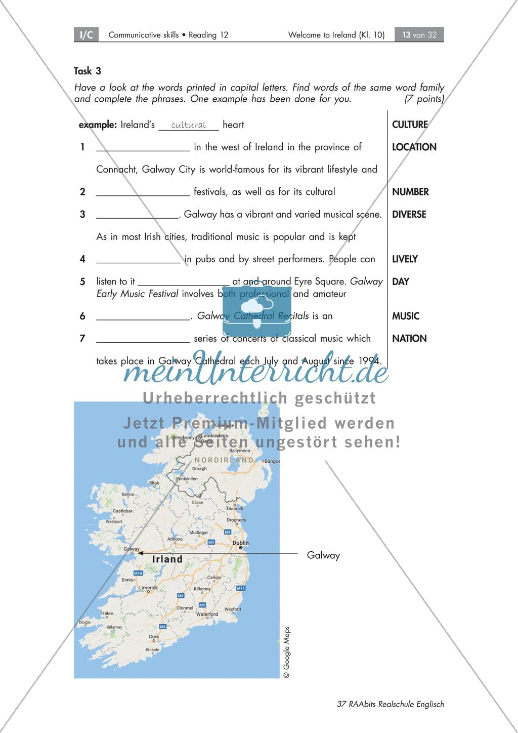 Vorbereitung einer Abschlussprüfung zum Thema Irland: Wortschatz und Grammatik Preview 2