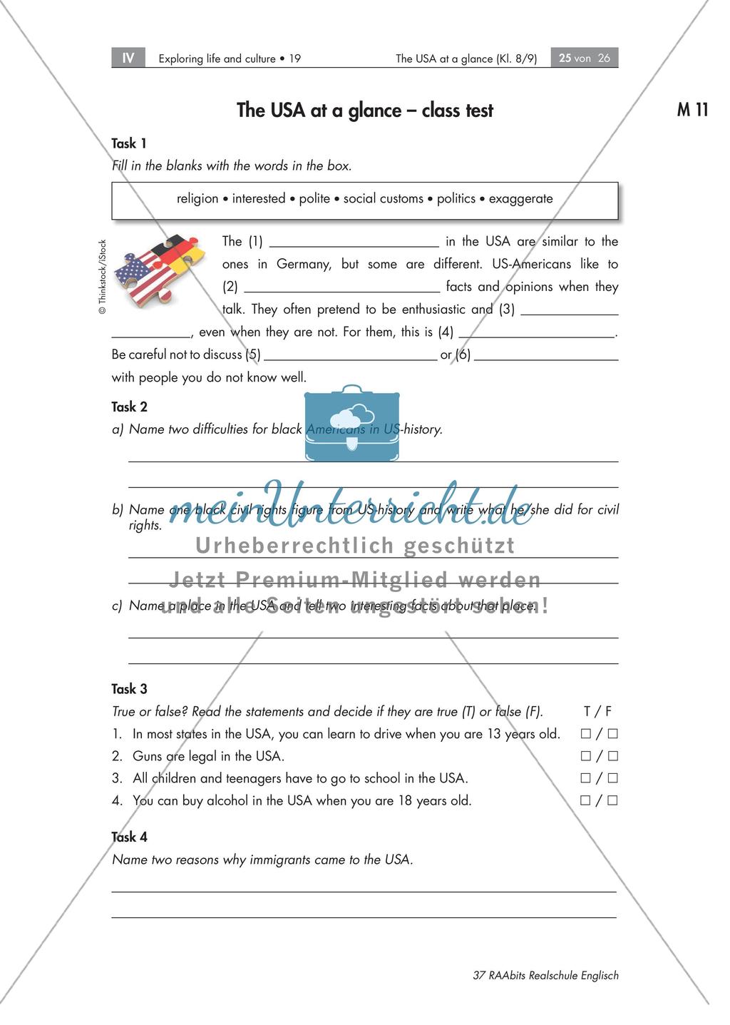 Intercultural Competences: US - Lernerfolgskontrolle Preview 1