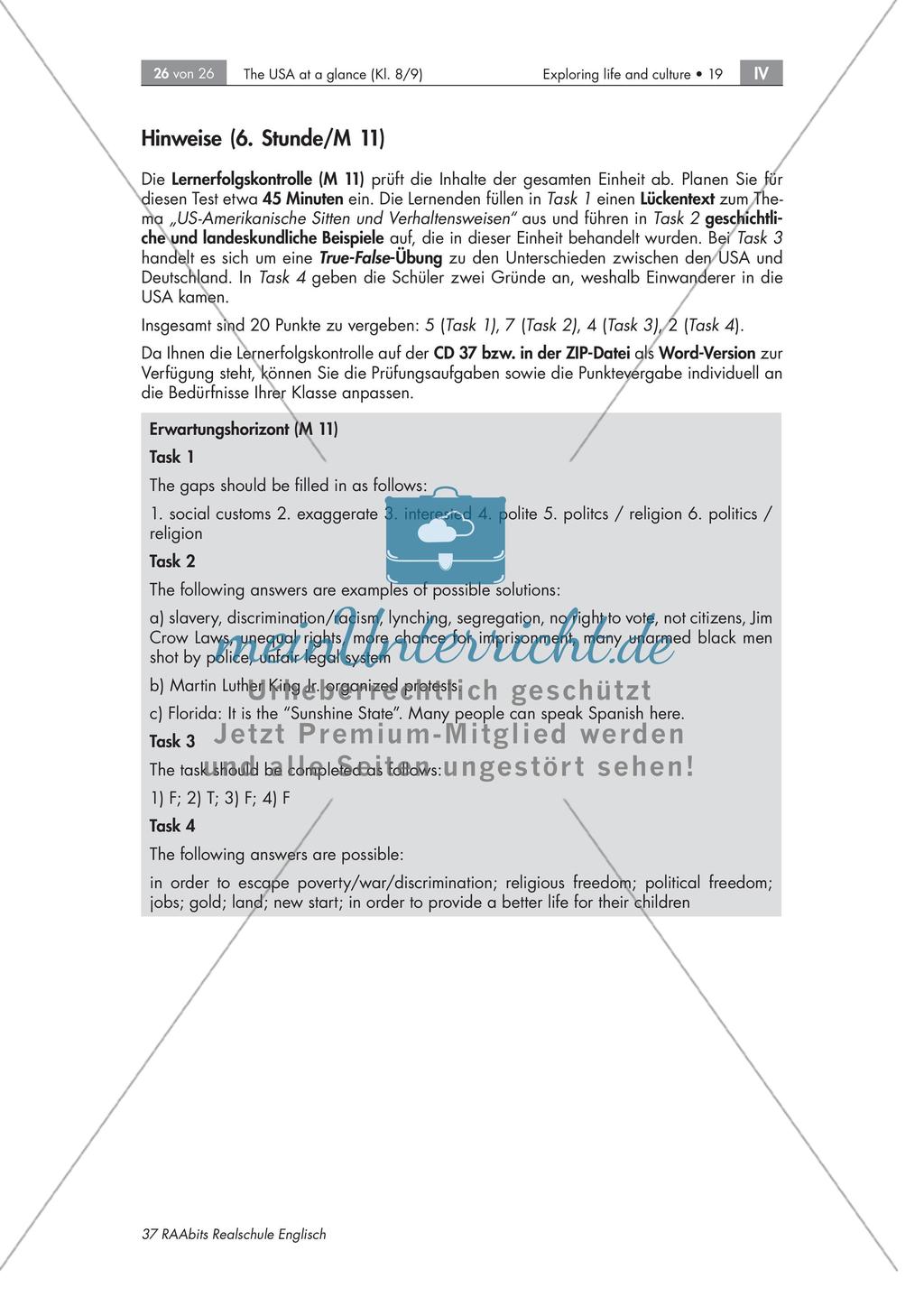 Intercultural Competences: US - Lernerfolgskontrolle Preview 2