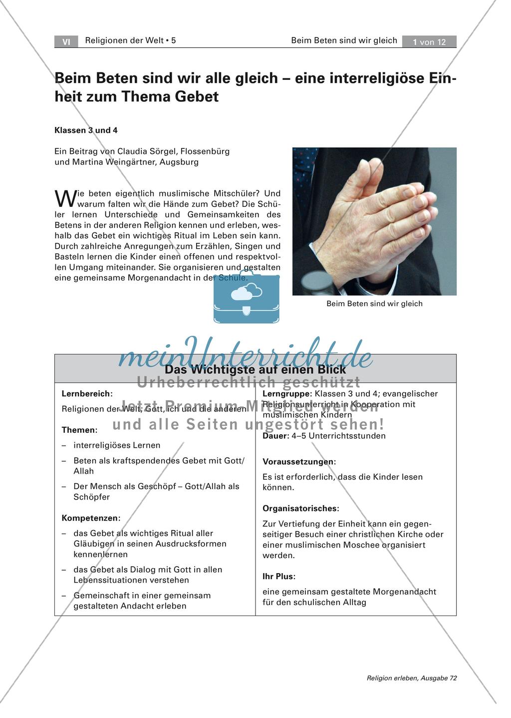 Das Gebet: interreligiöse Einheit Preview 1