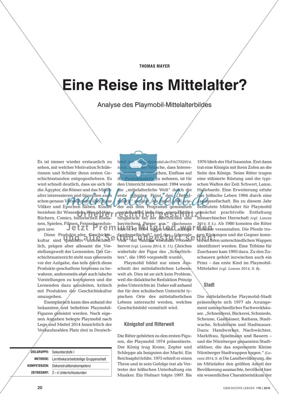Eine Reise ins Mittelalter? - Analyse des Playmobil-Mittelalterbildes Preview 1