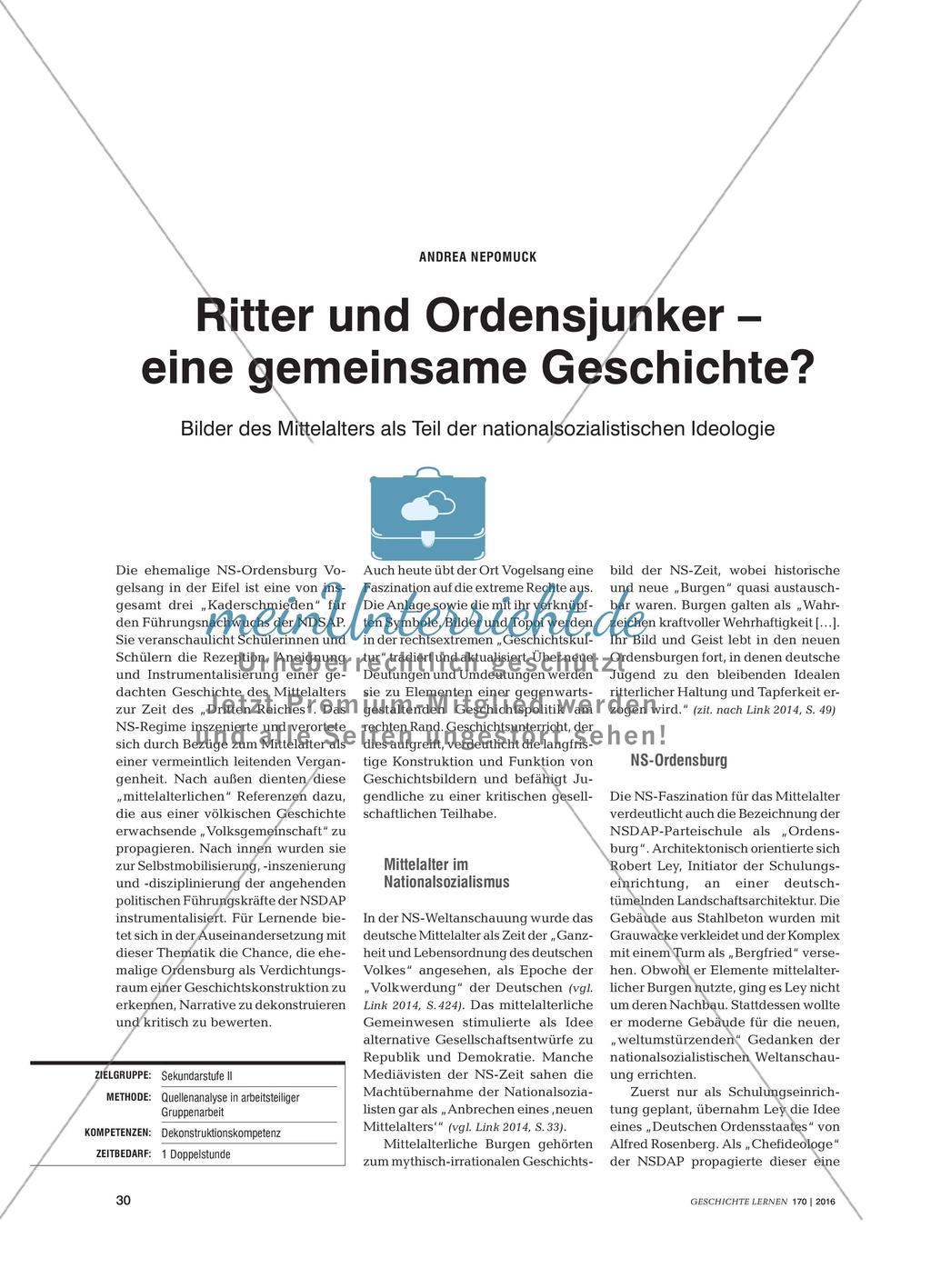 Ritter und Ordensjunker – eine gemeinsame Geschichte?: Bilder des Mittelalters als Teil der nationalsozialistischen Ideologie Preview 1