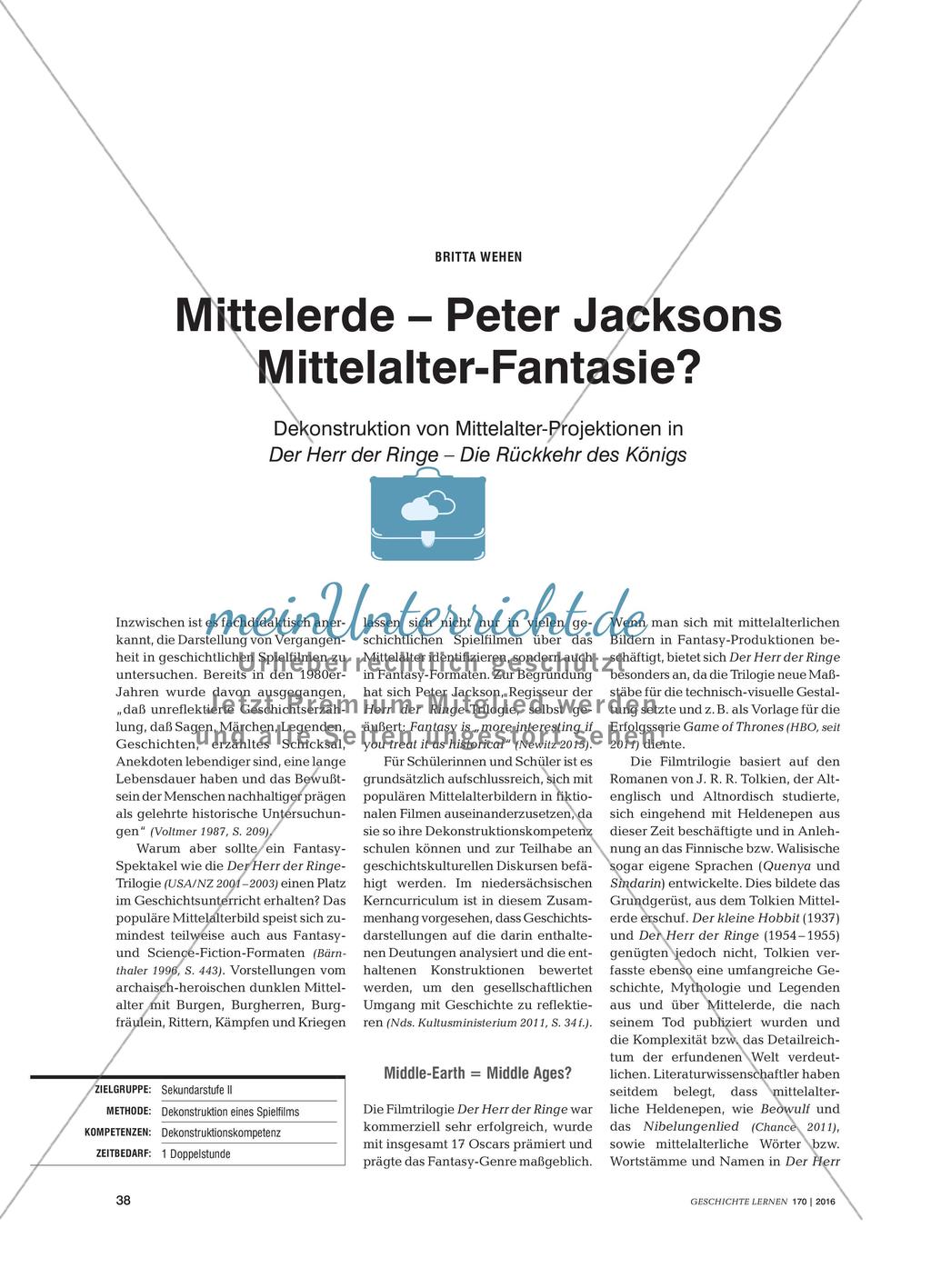 Mittelerde – Peter Jacksons Mittelalter-Fantasie?: Dekonstruktion von Mittelalter-Projektionen in Der Herr der Ringe – Die Rückkehr des Königs Preview 1
