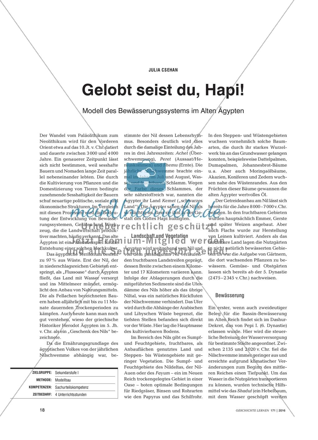 Gelobt seist du, Hapi! - Modell des Bewässerungssystems im Alten Ägypten Preview 1