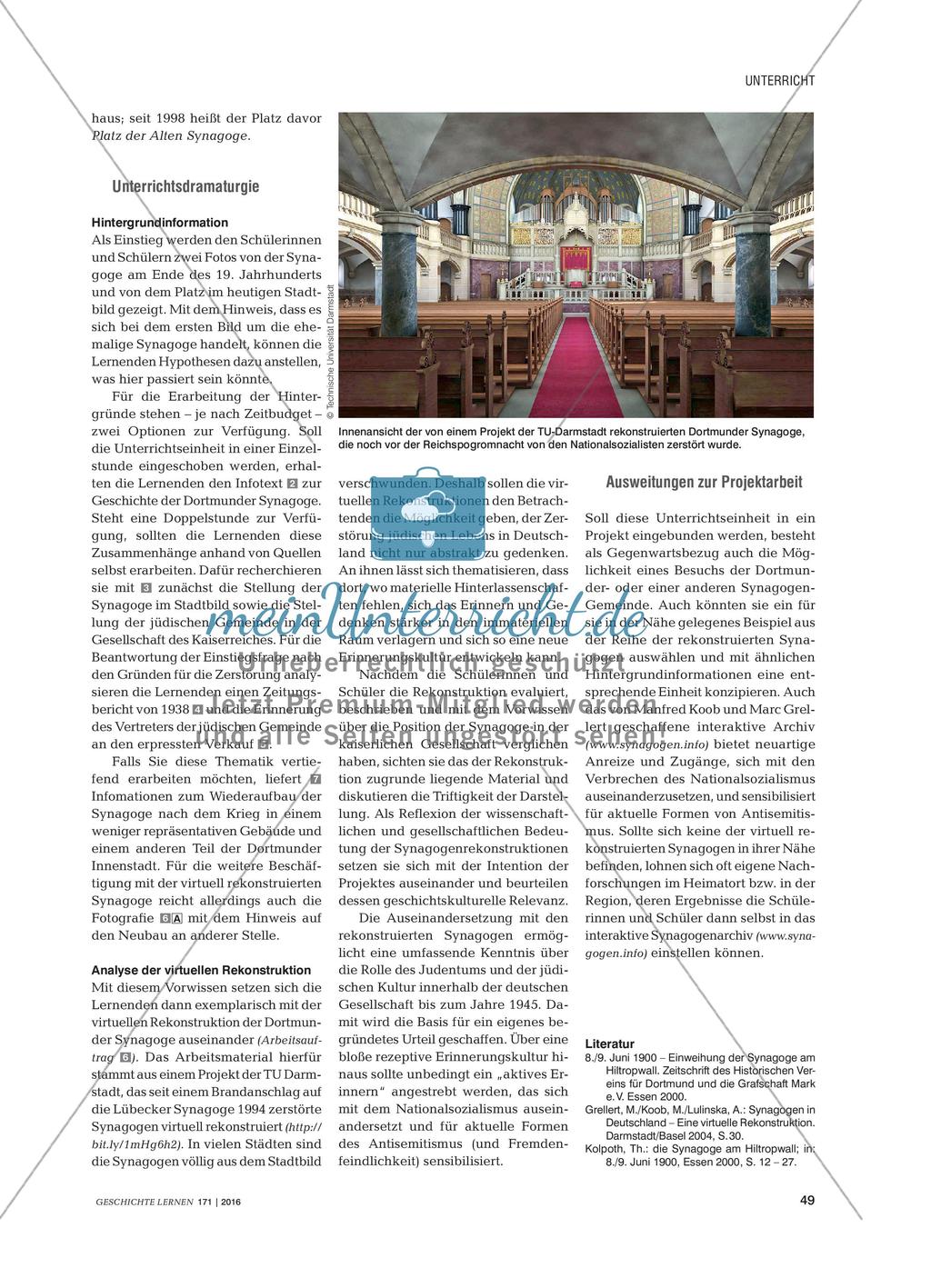 Virtuelle Rekonstruktionen zerstörter Synagogen - Hintergründe, Modellanalyse und -reflexion am Beispiel Dortmunds Preview 2
