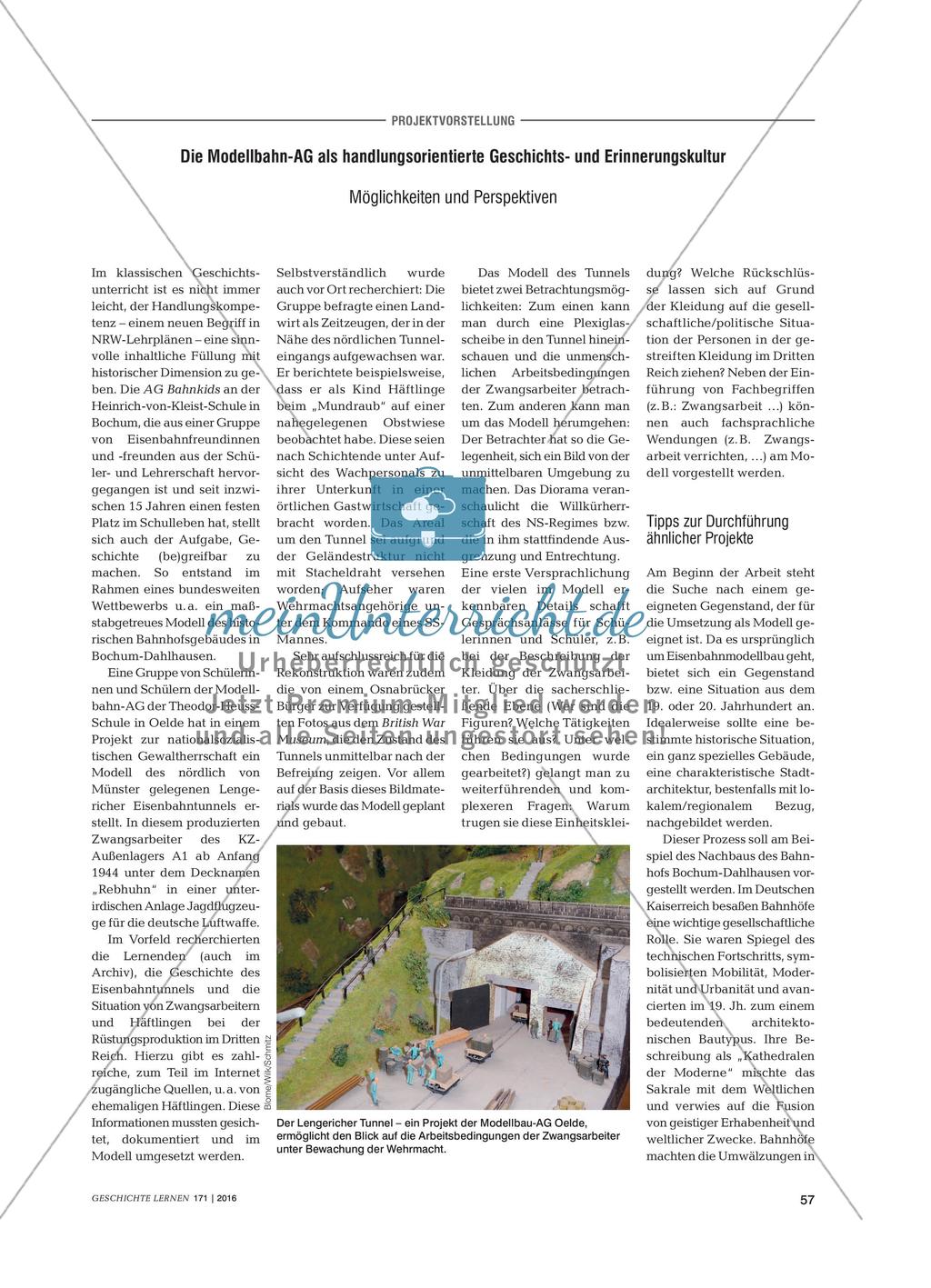 Die Modellbahn-AG als handlungsorientierte Geschichts- und Erinnerungskultur - Möglichkeiten und Perspektiven Preview 1