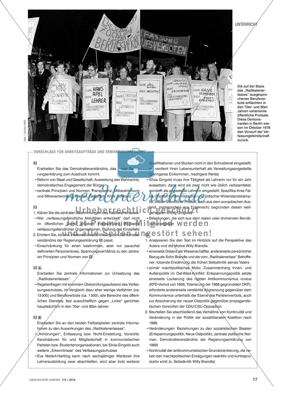 Grenzen des politischen Wandels nach 1969 - „Mehr Demokratie wagen“ mit „Radikalenerlass“ und „Berufsverboten“? Preview 2