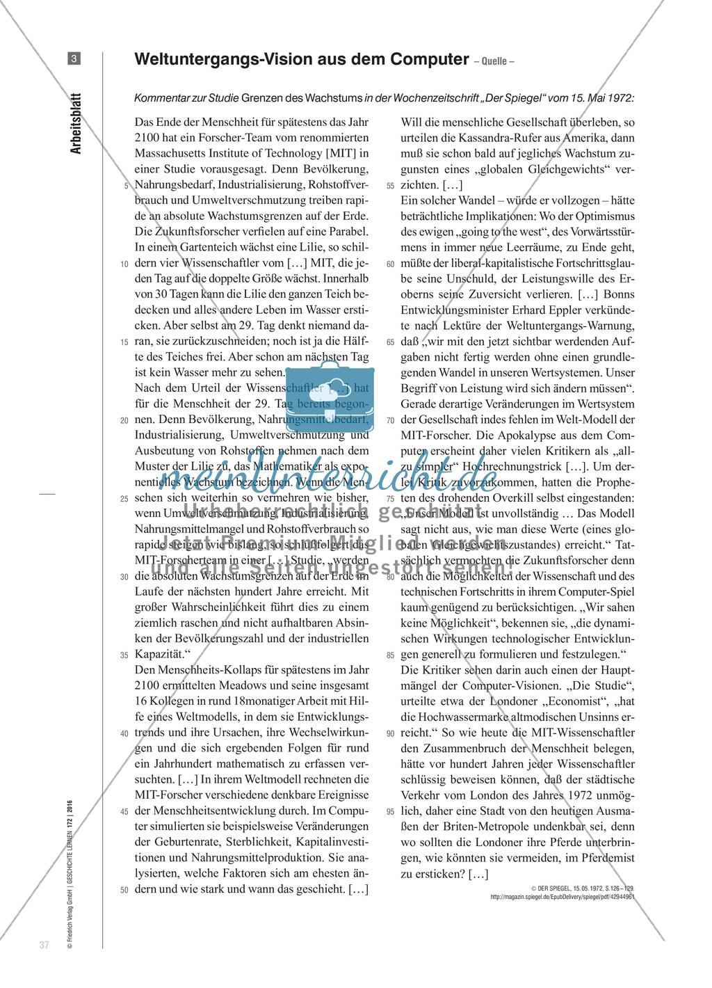 Zwischen Krisenverdrängung und Endzeitstimmung - Die Zukunftsstudie Die Grenzen des Wachstums von 1972 Preview 6