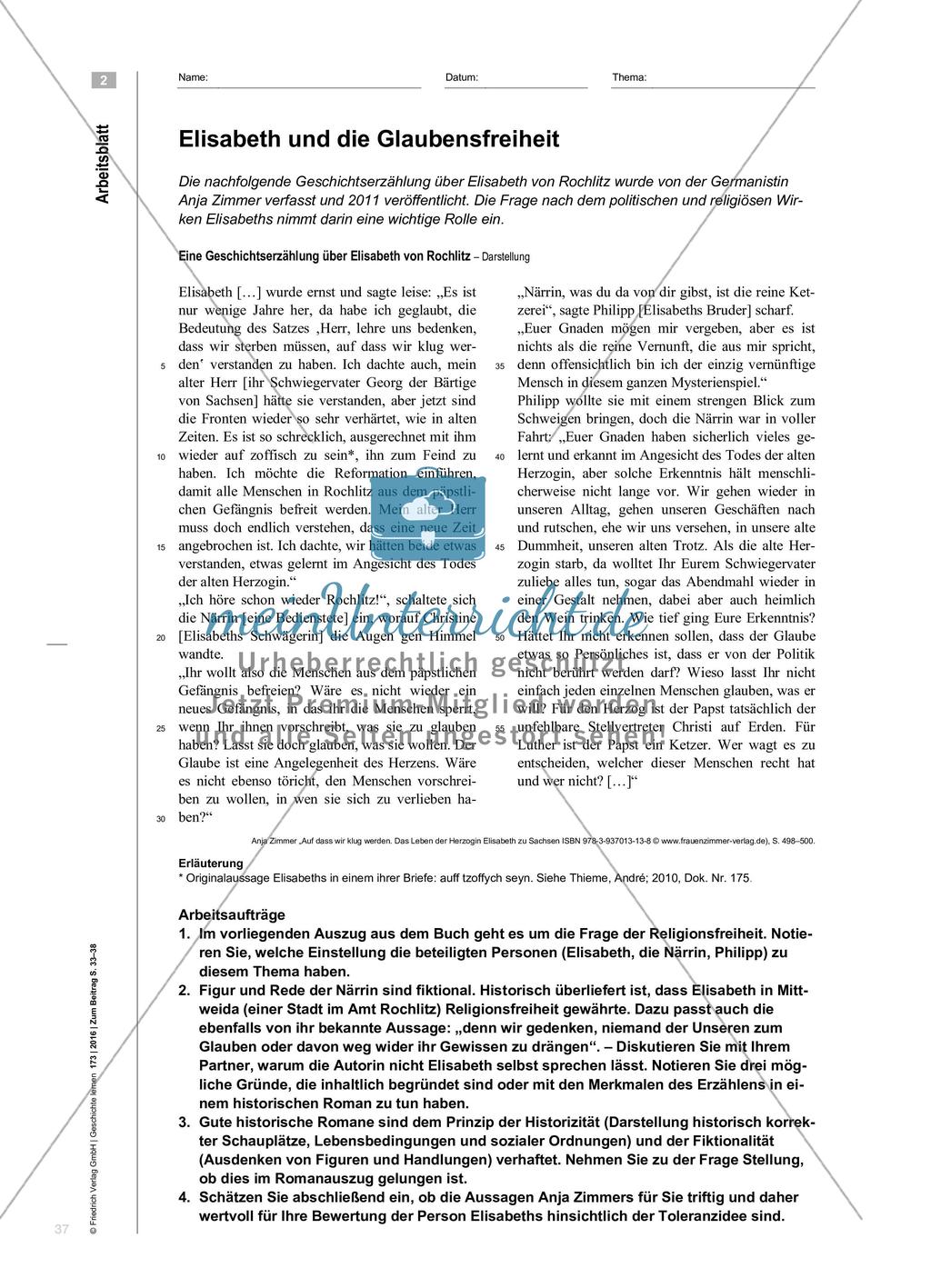 „Ich leg kein Blatt vors Maul“ - Elisabeth von Rochlitz, Landesherrin der Reformation und Verfechterin der Toleranzidee Preview 5