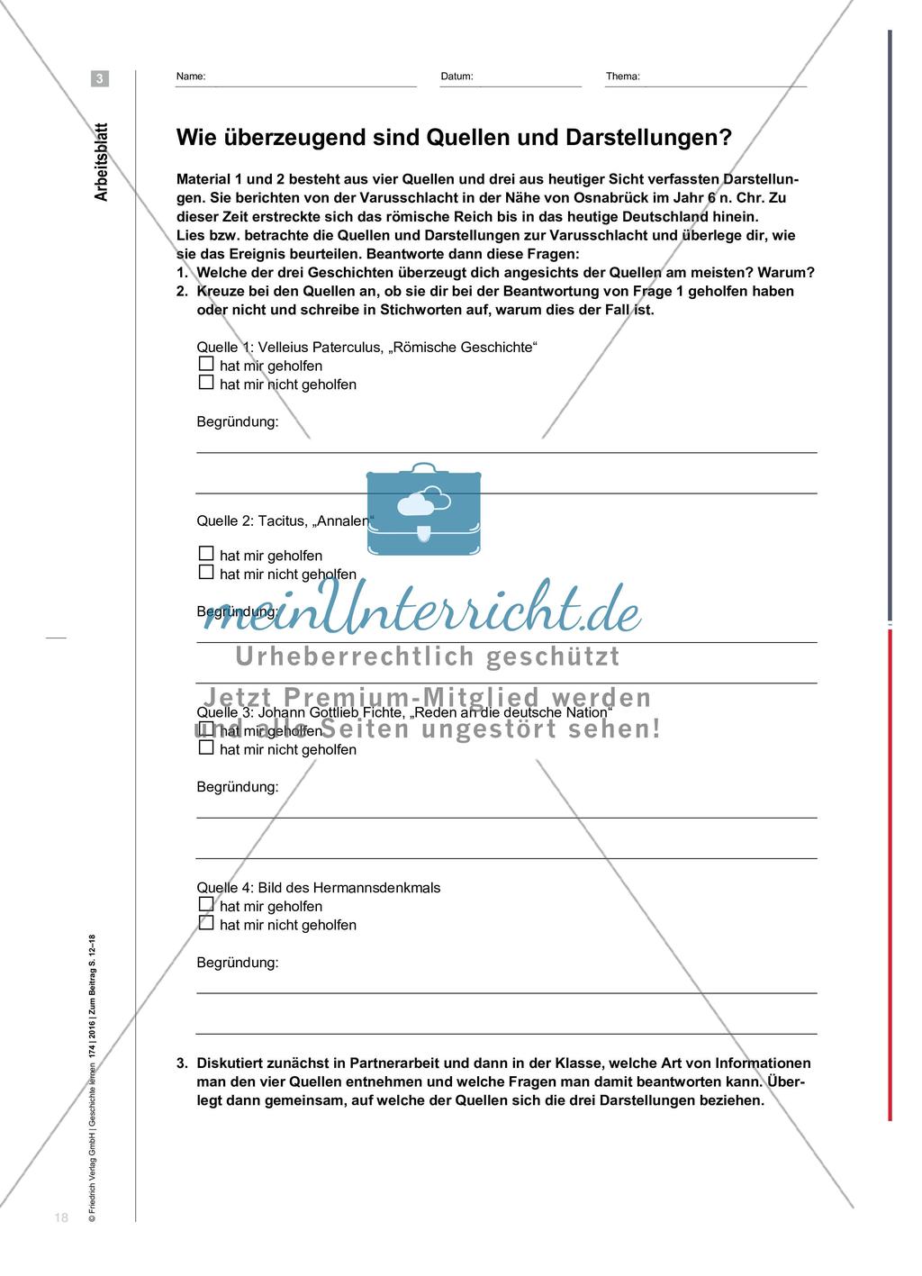 „Ad fontes …“ - Schülervorstellungen zur Funktion historischer Quellen am Beispiel der Varusschlacht Preview 7