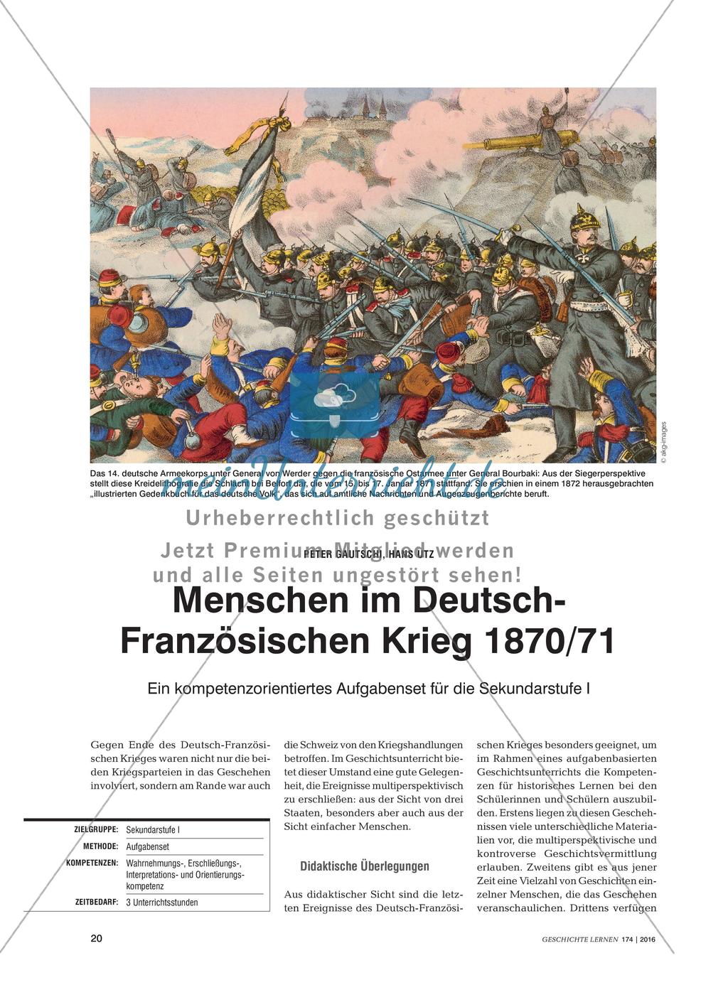 Menschen im Deutsch- Französischen Krieg 1870/71 - Ein kompetenzorientiertes Aufgabenset für die Sekundarstufe I Preview 1