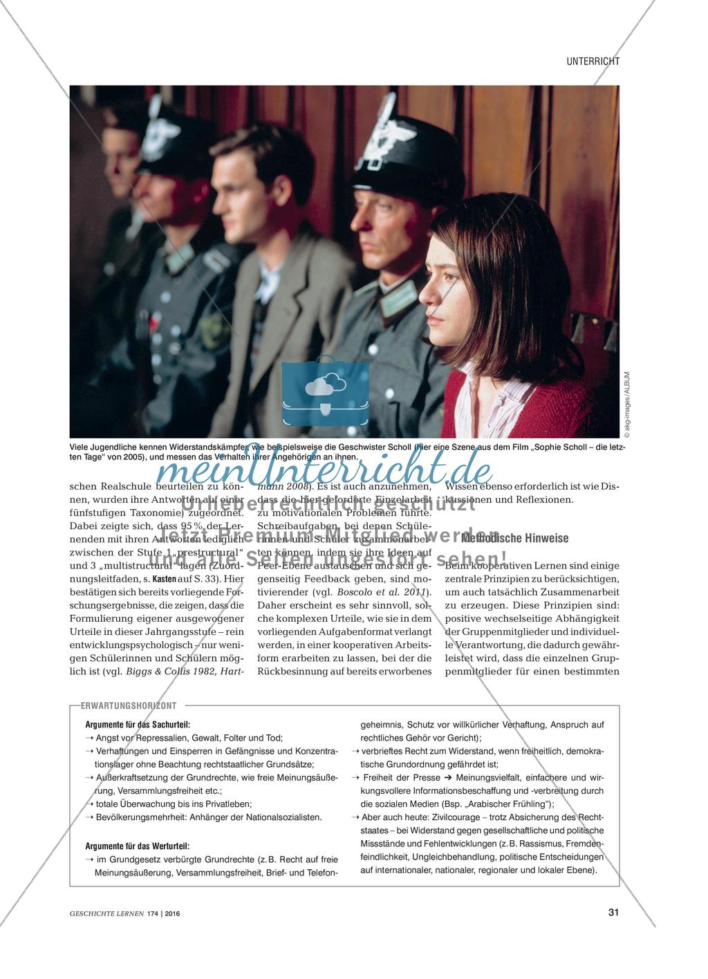 „Ihr seid einfach nur feige gewesen!“ - Arbeitsauftrag zur Förderung von Urteilskompetenz Preview 2