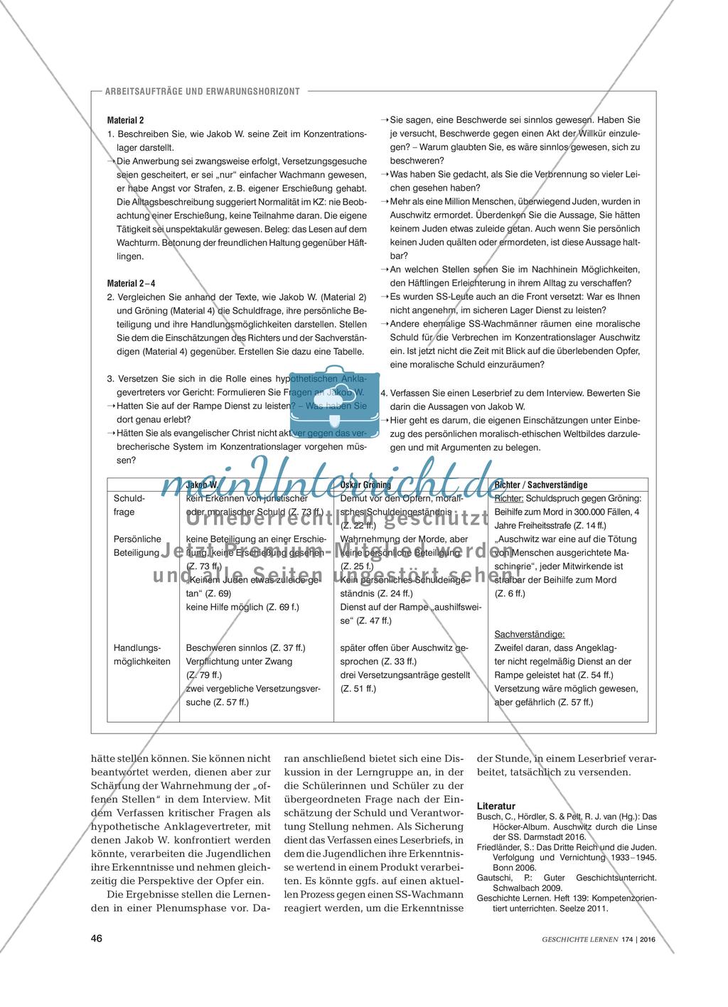 SS-Wachmänner vor Gericht - Eine kompetenzorientierte Lernaufgabe zur Förderung der Werturteilsbildung Preview 3