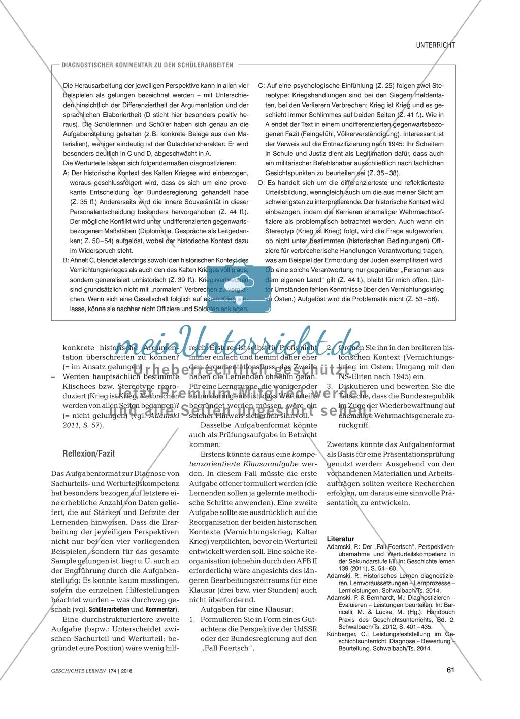 Komplexe Diagnoseaufgabe zum „Fall Foertsch“ - Messung von Sach- und Werturteilskompetenz Preview 5