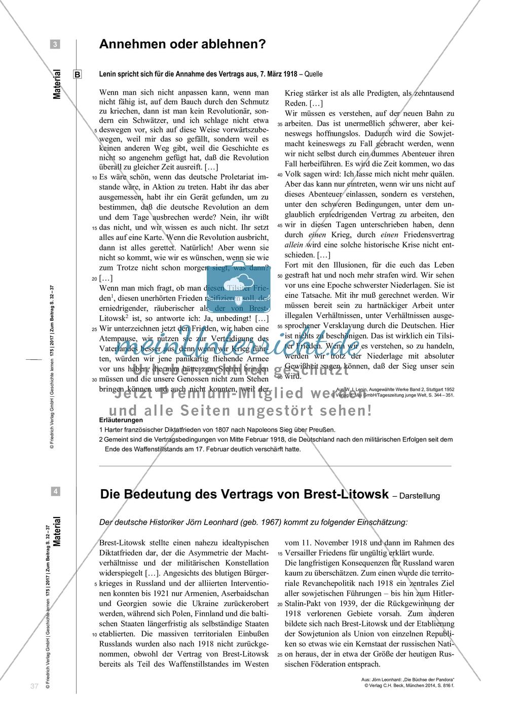 Annehmen oder ablehnen? - Der Vertrag von Brest-Litowsk als Zerreißprobe für die Bolschewiki Preview 6