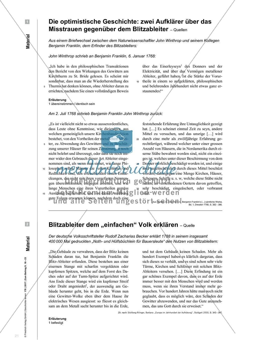 Perspektivisches Schreiben: Die Erfindung des Blitzableiters aus der Perspektive der Erfinder und der bäuerlichen Bevölkerung Preview 4