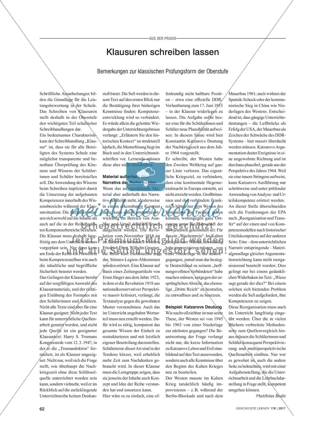 Bemerkungen zur klassischen Prüfungsform der Oberstufe Preview 1