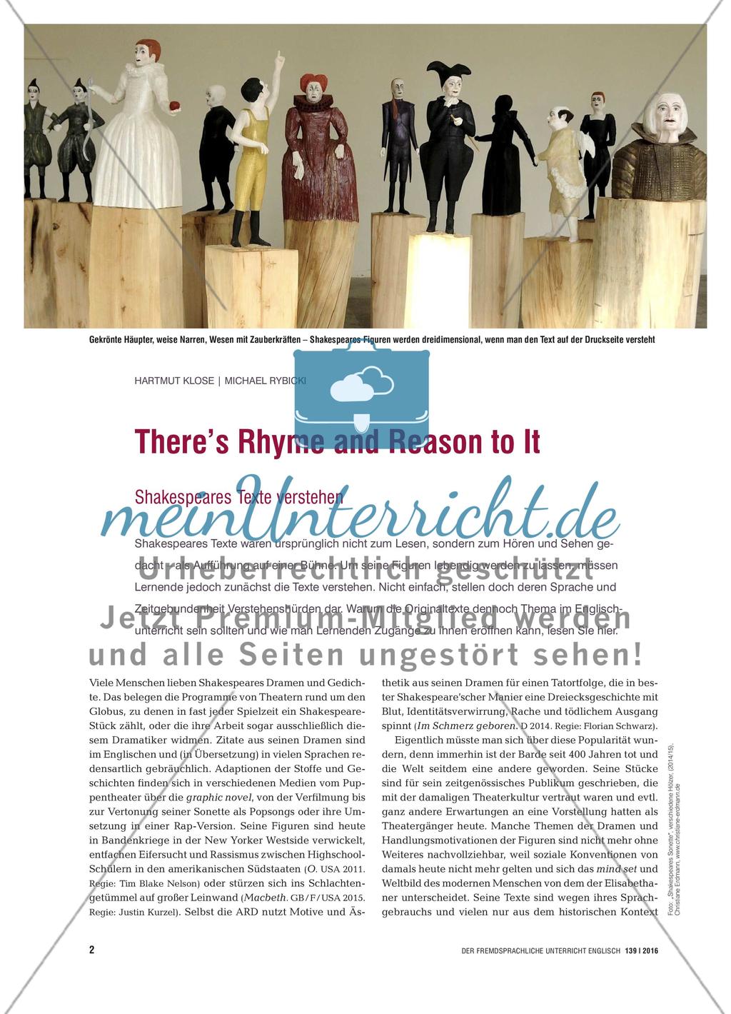 There’s Rhyme and Reason to It - Shakespeares Texte verstehen Preview 1