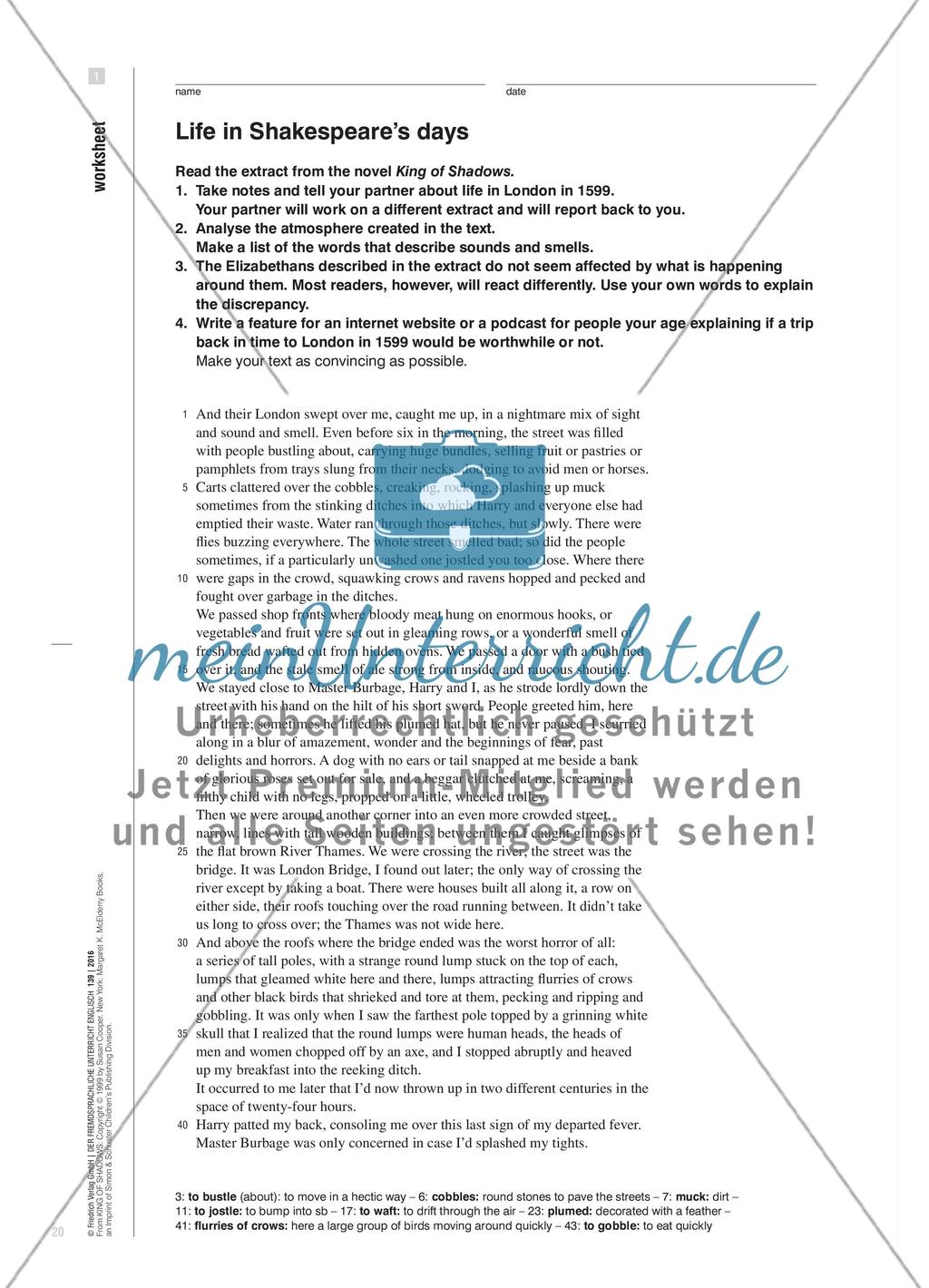 At Least Thou Hast Thy Lines - Mit einem Jugendroman Shakespeares Theaterwelt, Zeit und Sprache erkunden Preview 5