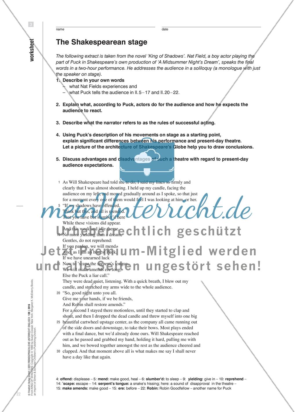 At Least Thou Hast Thy Lines - Mit einem Jugendroman Shakespeares Theaterwelt, Zeit und Sprache erkunden Preview 7