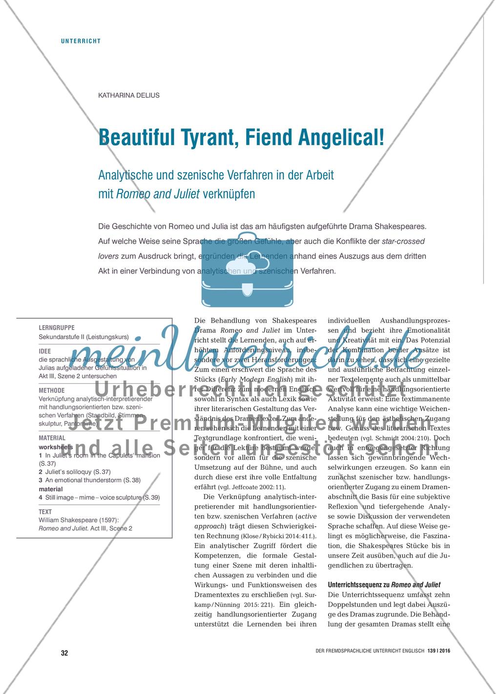 Beautiful Tyrant, Fiend Angelical! - Analytische und szenische Verfahren in der Arbeit mit Romeo and Juliet verknüpfen Preview 1