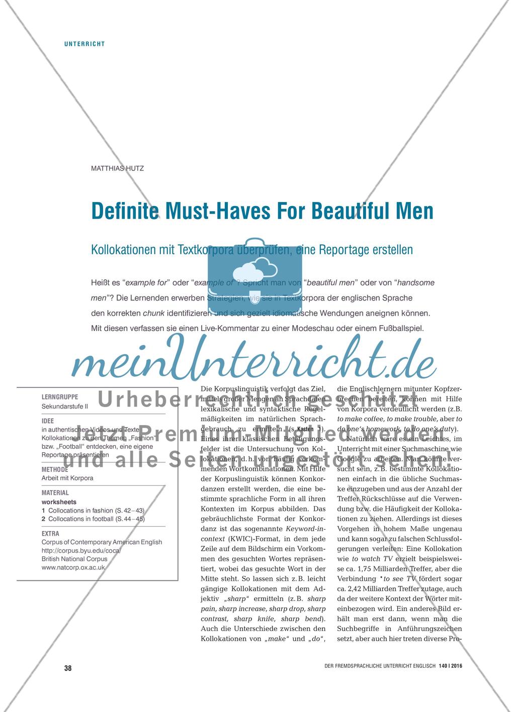 Definite Must-Haves For Beautiful Men - Kollokationen mit Textkorpora überprüfen, eine Reportage erstellen Preview 1