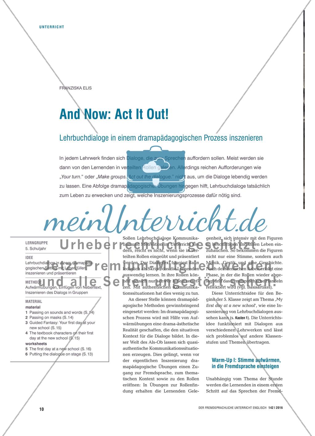 And Now: Act It Out! - Lehrbuchdialoge in einem dramapädagogischen Prozess inszenieren Preview 1