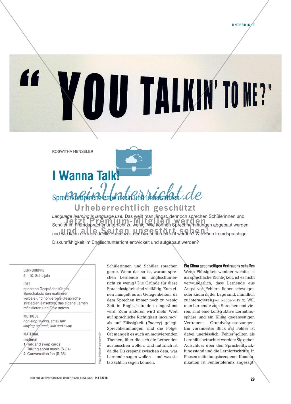 I Wanna Talk! - Sprechkompetenz entwickeln und unterstützen Preview 1