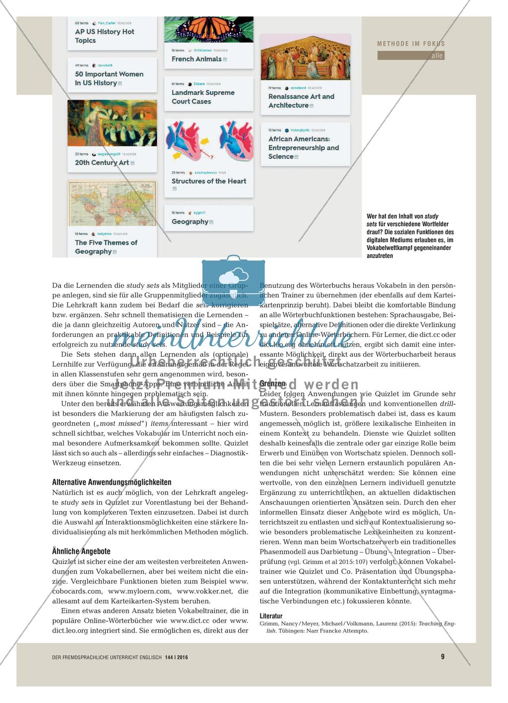 Wortschatzarbeit im Netz und mit Apps Preview 2