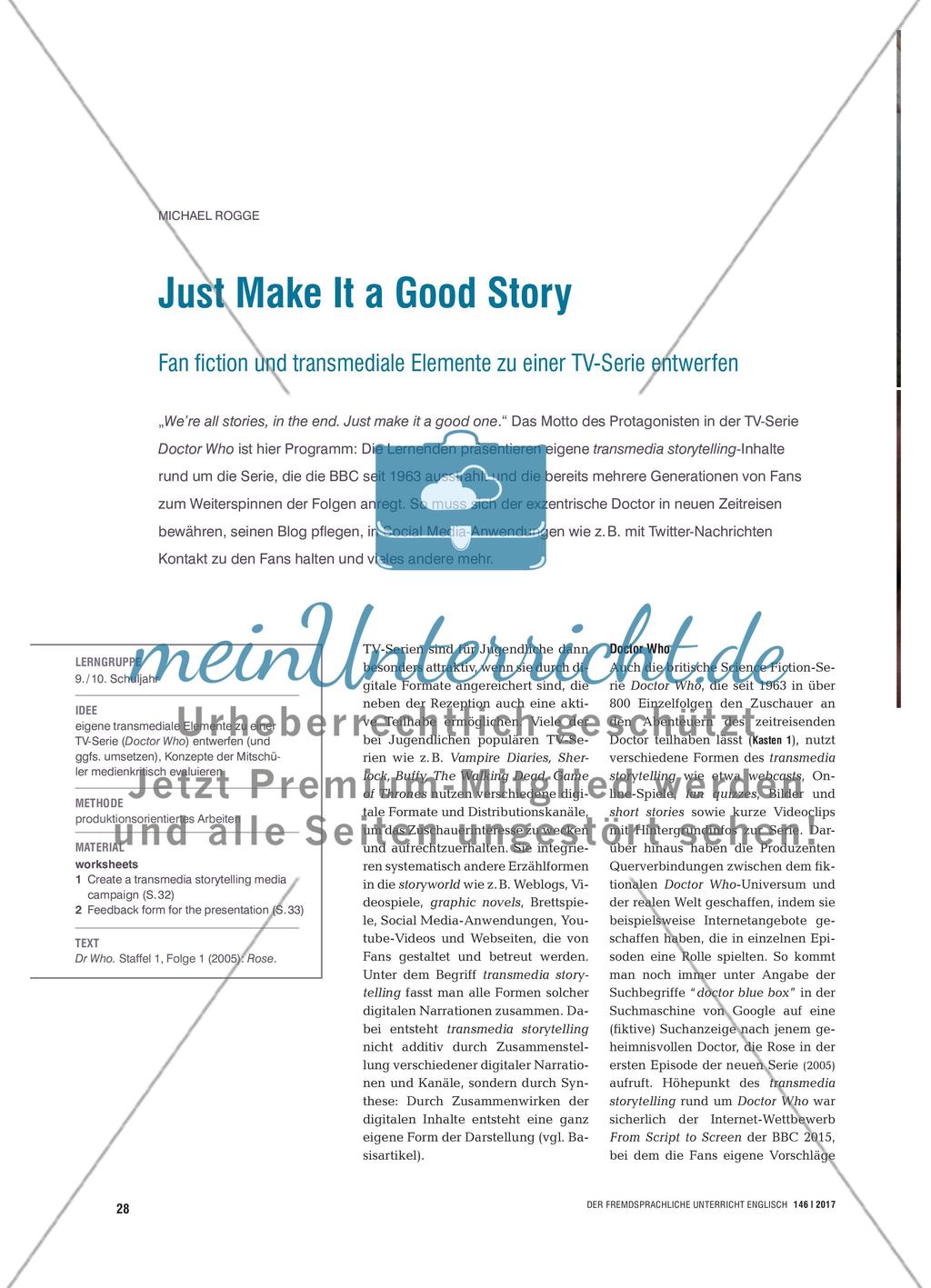 Just Make It a Good Story - Fan fiction und transmediale Elemente zu einer TV-Serie entwerfen Preview 1