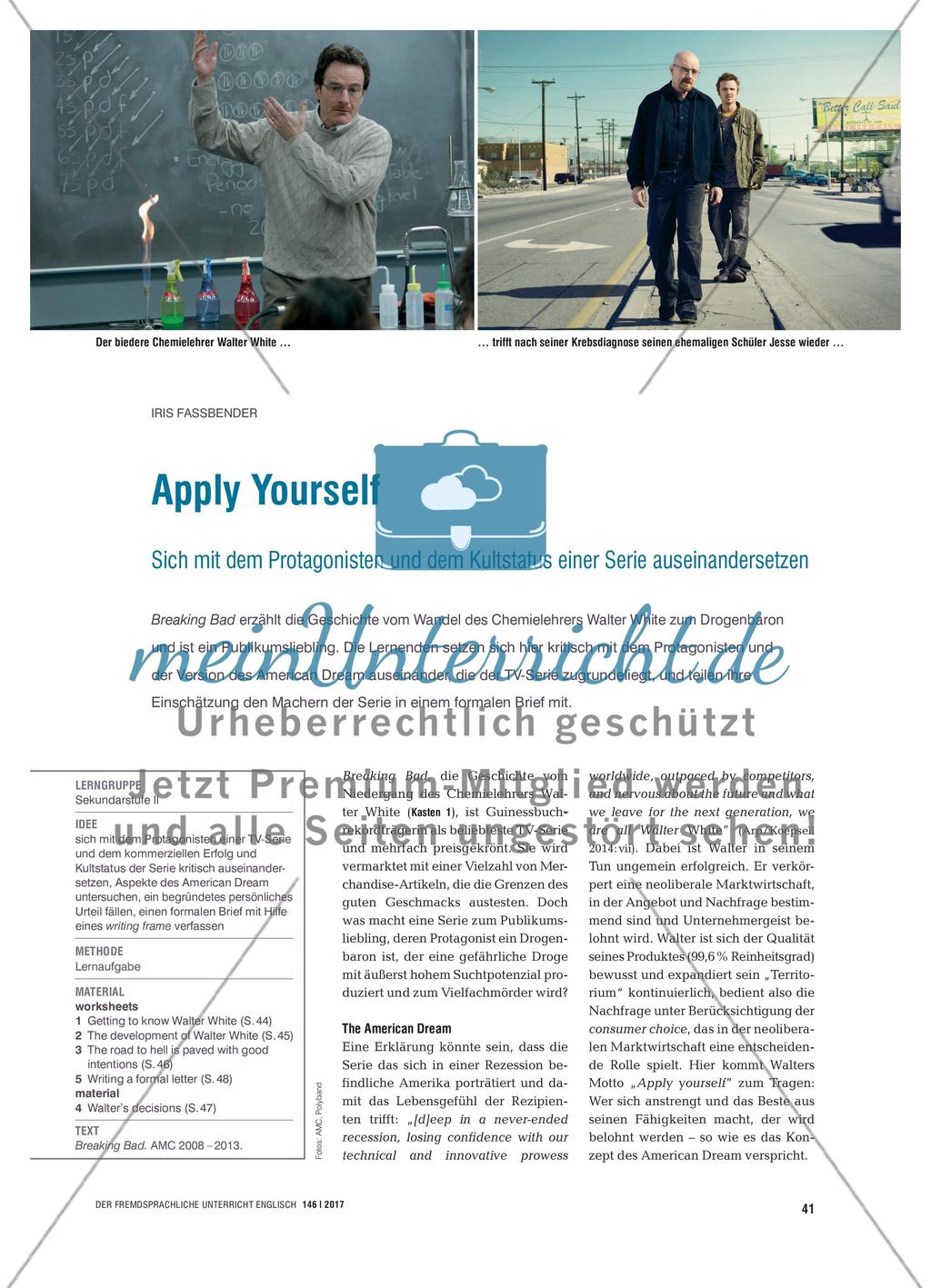 Apply Yourself - Sich mit dem Protagonisten und dem Kultstatus einer Serie auseinandersetzen Preview 1